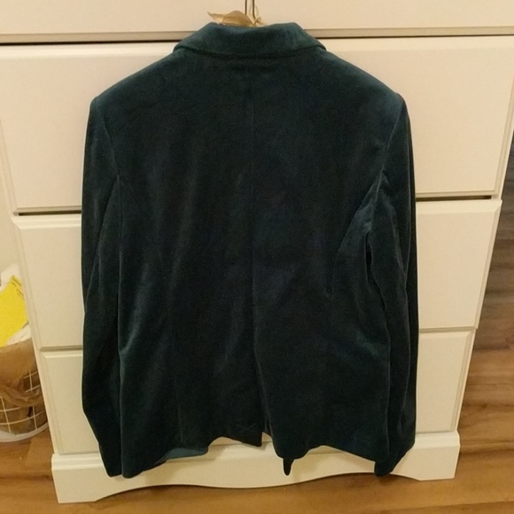 Emerald / teal Forever 21 velvet blazer - Picture 2 of 4